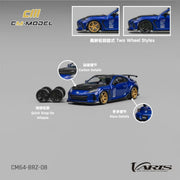 Subaru BRZ Varis Arising-1 RHD (Right Hand Drive) Blue Metallic with Carbon Hood and Top and Extra Wheels 1/64 Diecast Model Car by CM Models image 5