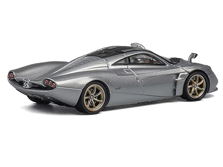 Pagani Huayra Codalunga Silver Metallic with Sunroof and Extra Wheels 1/64 Diecast Model Car by CM Model image 2