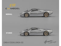 Pagani Huayra Codalunga Silver Metallic with Sunroof and Extra Wheels 1/64 Diecast Model Car by CM Model image 3