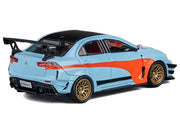 Mitsubishi Lancer Evolution X Varis RHD (Right Hand Drive) Light Blue with Black Top and Orange Stripes 1/64 Diecast Model Car by CM Model image 2
