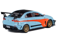 Mitsubishi Lancer Evolution X Varis RHD (Right Hand Drive) Light Blue with Black Top and Orange Stripes 1/64 Diecast Model Car by CM Model image 2