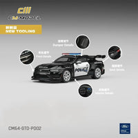Ford Mustang GTD "Police" Black and White 1/64 Diecast Model Car by CM Models image 4