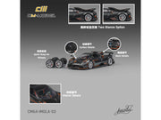 Pagani Imola Dark Gray Metallic with Carbon and Orange Accents with Extra Wheels 1/64 Diecast Model Car by CM Model image 3