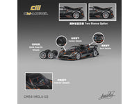 Pagani Imola Dark Gray Metallic with Carbon and Orange Accents with Extra Wheels 1/64 Diecast Model Car by CM Model image 3