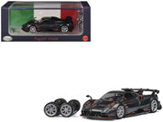 Pagani Imola Dark Gray Metallic with Carbon and Orange Accents with Extra Wheels 1/64 Diecast Model Car by CM Model image 4