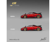 Pagani Imola Red Metallic with Carbon Top and Stripes with Extra Wheels 1/64 Diecast Model Car by CM Model image 4