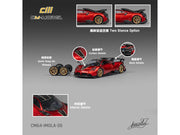 Pagani Imola Red Metallic with Carbon Top and Stripes with Extra Wheels 1/64 Diecast Model Car by CM Model image 5