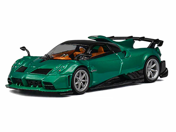 Pagani Imola Emerald Green Metallic with Carbon Top and Extra Wheels 1/64 Diecast Model Car by CM Model image 2
