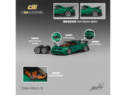 Pagani Imola Emerald Green Metallic with Carbon Top and Extra Wheels 1/64 Diecast Model Car by CM Model image 5