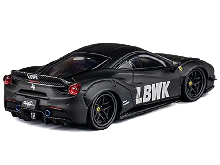 LB Works 488 "LBWK" Matt Black 1/64 Diecast Model Car by CM Model image 2