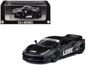 LB Works 488 "LBWK" Matt Black 1/64 Diecast Model Car by CM Model image 3