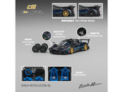 Pagani Zonda Revolucion Dark Blue Metallic and Carbon with Extra Wheels 1/64 Diecast Model Car by CM Model image 4