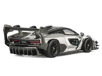 McLaren Senna GTR Silver Gray Metallic with Carbon Hood and Black Top 1/64 Diecast Model Car by CM Model image 3