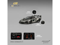 McLaren Senna GTR Silver Gray Metallic with Carbon Hood and Black Top 1/64 Diecast Model Car by CM Model image 5