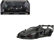 McLaren Senna GTR Dark Gray Metallic with Carbon Hood and Black Top 1/64 Diecast Model Car by CM Model