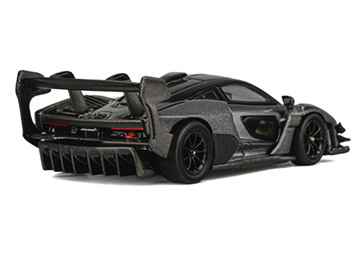 McLaren Senna GTR Dark Gray Metallic with Carbon Hood and Black Top 1/64 Diecast Model Car by CM Model image 2
