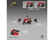 MV Agusta Superveloce 800 Motorcycle Red and Silver with Figure 1/64 Diecast Model by CM Model image 4