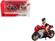 MV Agusta Superveloce 800 Motorcycle Red and Silver with Figure 1/64 Diecast Model by CM Model image 5