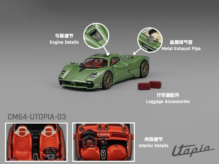 Pagani Utopia Green Metallic 1/64 Diecast Model Car by CM Model image 2