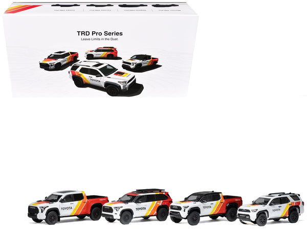 GCD Toyota TRD Pro four vehicle set white TRD graphics 1:64 DTG0043-TRD, product image 1