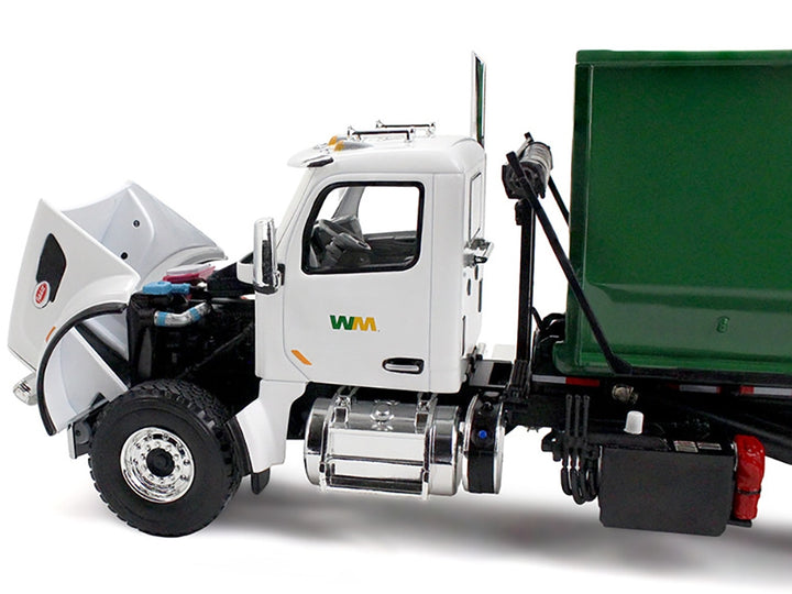 Peterbilt 567 Refuse Garbage Truck with 40 Yard Roll-Off Container "Waste Management" White and Green 1/34 Diecast Model by First Gear image 2