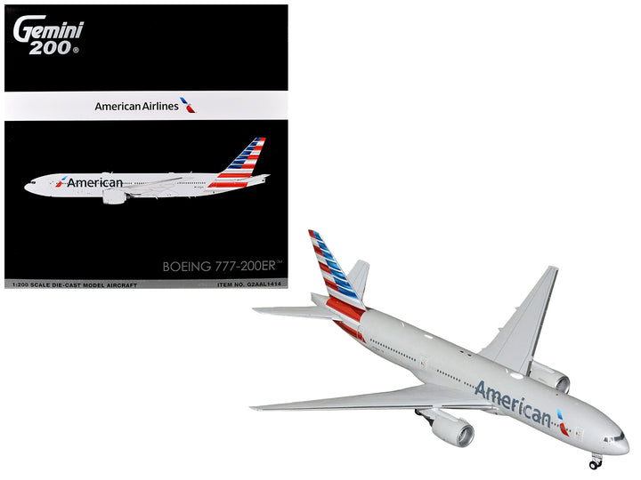 Boeing 777-200ER Commercial Aircraft "American Airlines" (N788AN) Silver with Striped Tail "Gemini 200" 1/200 Diecast Model Airplane by GeminiJets