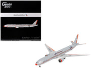 Boeing 777-300ER Commercial Aircraft "American Airlines - Flagship DFW" (N735AT) Silver with Otange Stripes "Gemini 200" Series 1/200 Diecast Model by GeminiJets