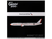 Boeing 777-300ER Commercial Aircraft "American Airlines - Flagship DFW" (N735AT) Silver with Otange Stripes "Gemini 200" Series 1/200 Diecast Model by GeminiJets image 3
