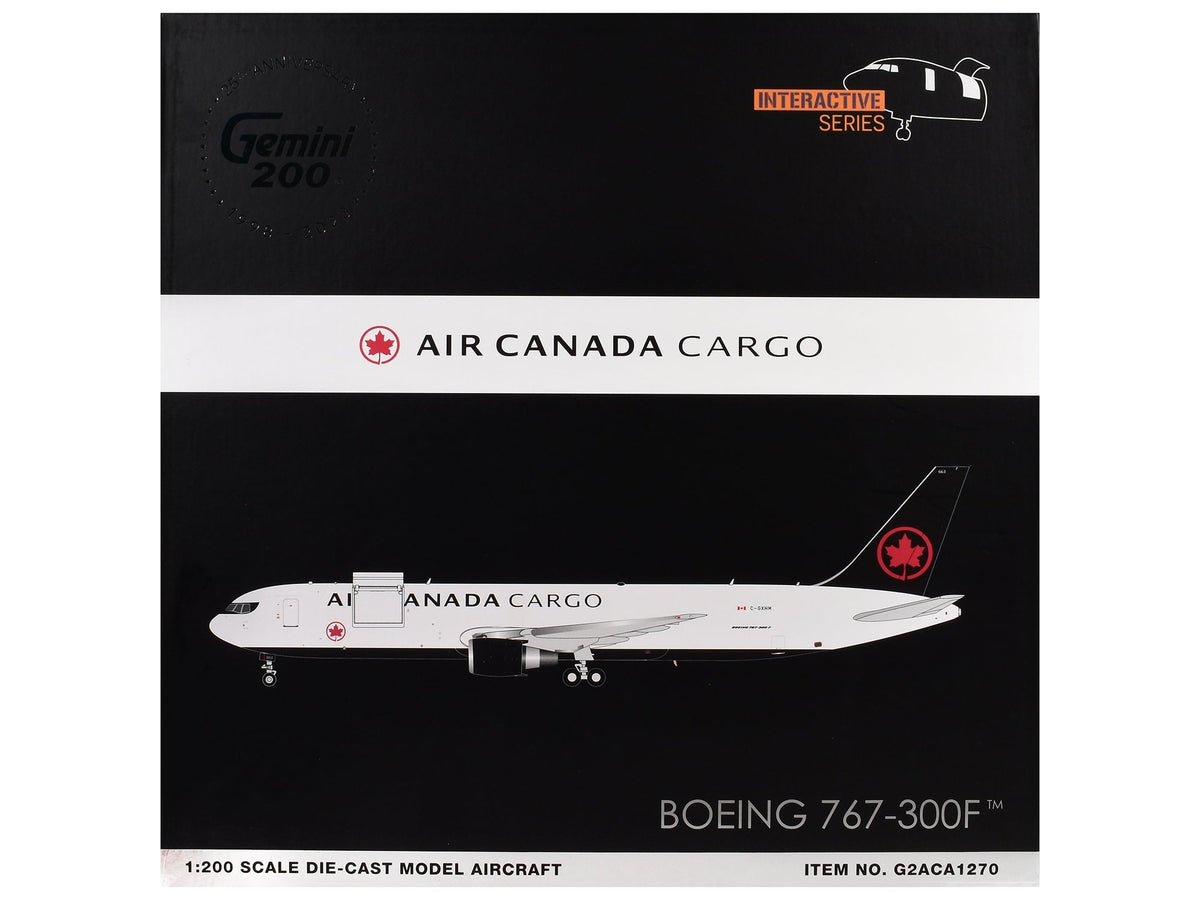 Boeing 767-300F Commercial Aircraft "Air Canada Cargo" (C-GXHM) White with Black Tail "Gemini 200 - Interactive Series" 1/200 Diecast Model Airplane by GeminiJets image 3