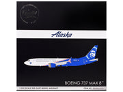 Boeing 737 MAX 8 Commercial Aircraft "Alaska Airlines - Honoring Those Who Serve" (N806AK) White and Blue "Gemini 200" Series 1/200 Diecast Model Airplane by GeminiJets image 3