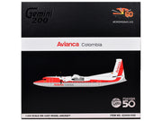 Fokker F50 Commercial Aircraft "Avianca Colombia" (PH-AVJ) White with Red Stripes "Gemini 200" Series 1/200 Diecast Model Airplane by GeminiJets image 3