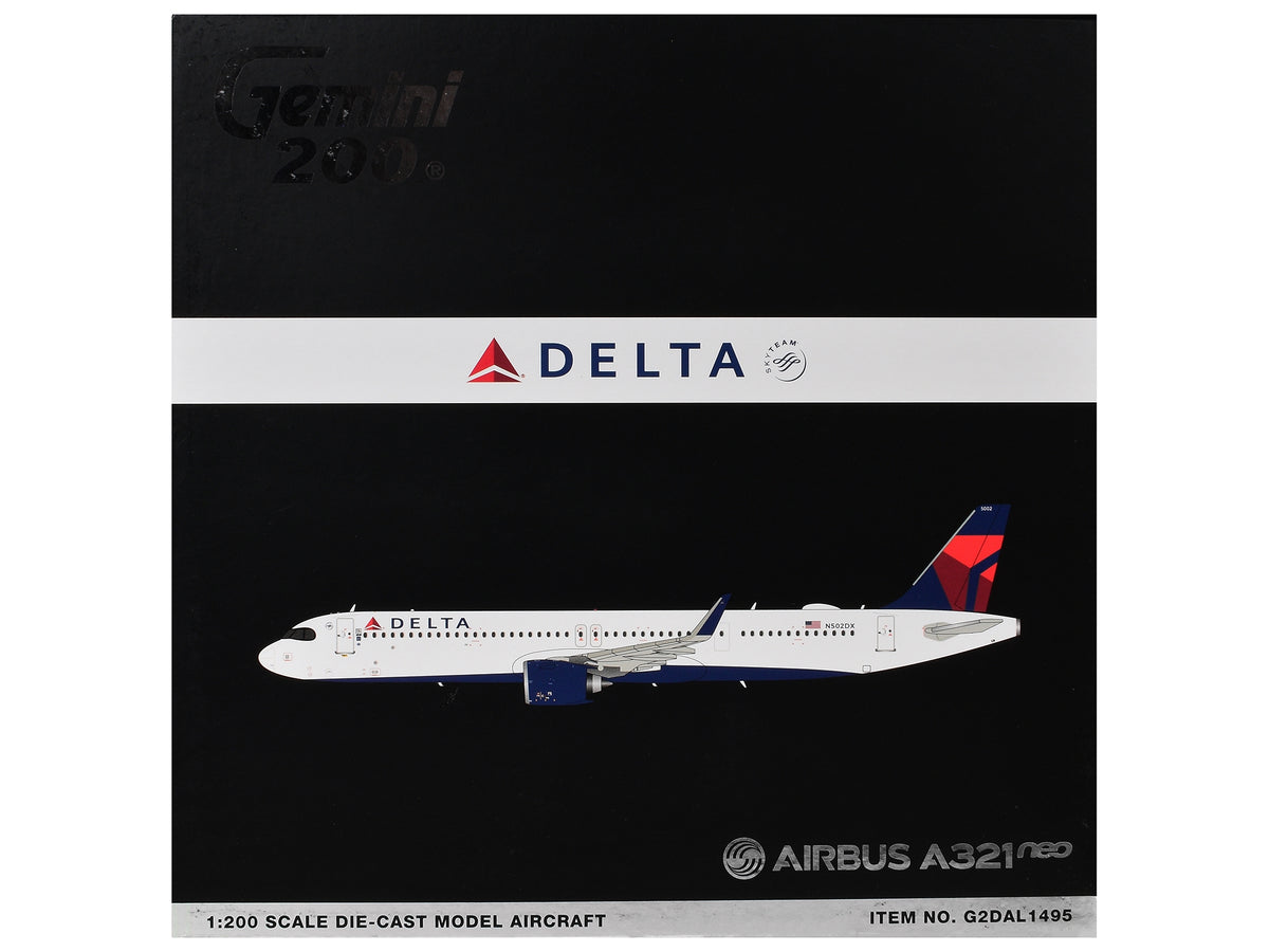 Airbus A321neo Commercial Aircraft "Delta Air Lines" (N502DX) White with Blue and Red Tail "Gemini 200" 1/200 Diecast Model Airplane by GeminiJets image 3