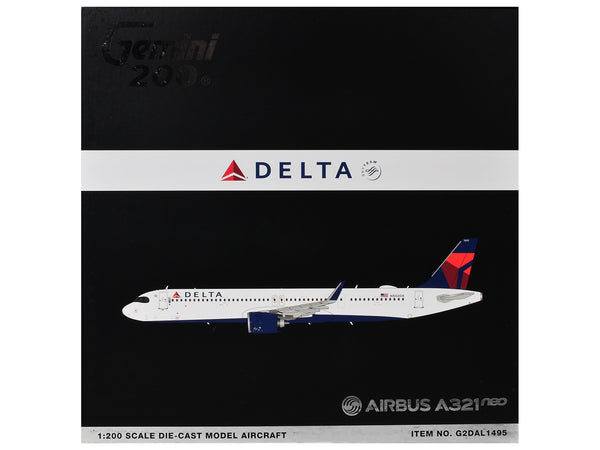 Airbus A321neo Commercial Aircraft "Delta Air Lines" (N502DX) White with Blue and Red Tail "Gemini 200" 1/200 Diecast Model Airplane by GeminiJets image 3