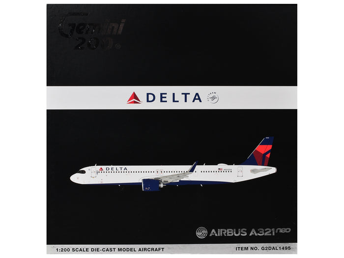 Airbus A321neo Commercial Aircraft "Delta Air Lines" (N502DX) White with Blue and Red Tail "Gemini 200" 1/200 Diecast Model Airplane by GeminiJets image 3
