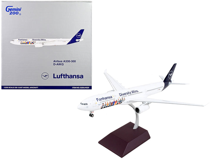 Airbus A330-300 Commercial Aircraft "Lufthansa - Diversity Wins" White with Blue Tail "Gemini 200" Series 1/200 Diecast Model Airplane by GeminiJets image 2