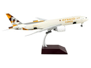 Boeing 777F Commercial Aircraft "Etihad Airways Cargo" Beige with Tail Graphics "Gemini 200 - Interactive" Series 1/200 Diecast Model Airplane by GeminiJets image 3
