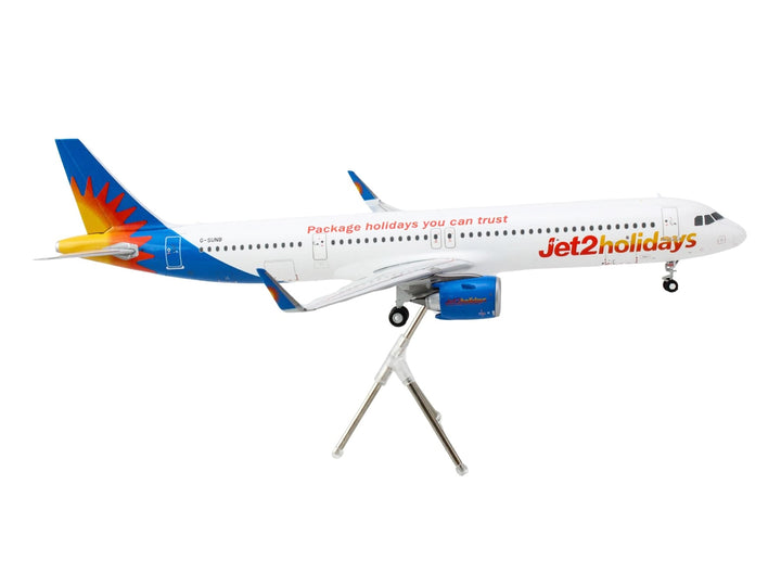 Airbus A321neo Commercial Aircraft "Jet2Holidays" (G-SUNB) White with Tail Graphics "Gemini 200" Series 1/200 Diecast Model Airplane by GeminiJets image 2