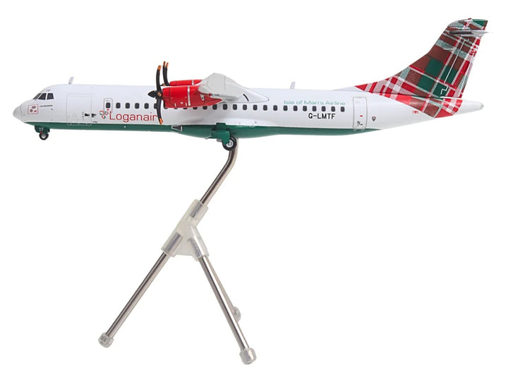 ATR 72-600 Commercial Aircraft "Loganair - Isle of Man's Airline" (G-LMTF) White with Green and Red Plaid Tail "Gemini 200" Series 1/200 Diecast Model Airplane by GeminiJets image 2