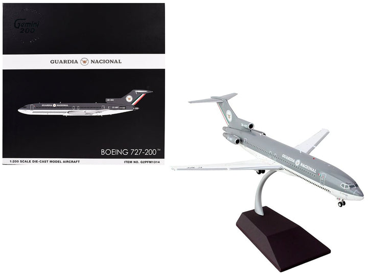 Boeing 727-200 Commercial Aircraft "Guardia Nacional (Mexican National Guard)" (XC-NPF) Gray and White "Gemini 200" Series 1/200 Diecast Model Airplane by GeminiJets image 2