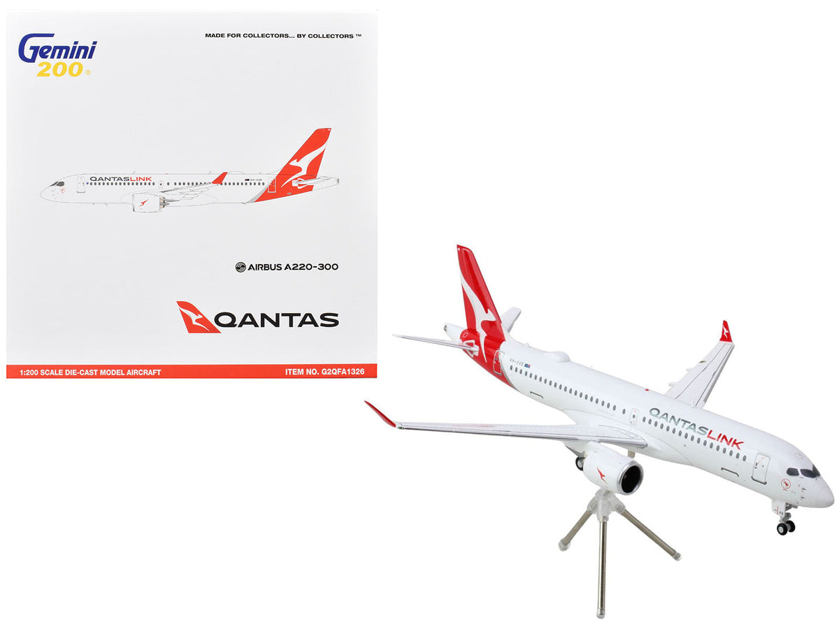Airbus A220-300 Commercial Aircraft "QantasLink - Qantas Airways" (VH-4XB) White with Red Tail "Gemini 200" Series 1/200 Diecast Model Airplane by GeminiJets image 3