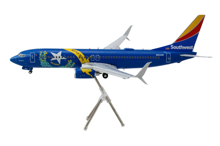 Boeing 737-800 Commercial Aircraft with Flaps Down "Southwest Airlines - Nevada One" (N8646B) Blue with Tail Stripes "Gemini 200" Series 1/200 Diecast Model Airplane by GeminiJets image 2