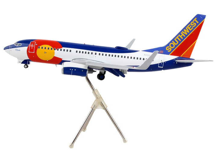 Boeing 737-700 Commercial Aircraft with Flaps Down Configuration "Southwest Airlines - Colorado One" (N230WN) White and Blue "Gemini 200" Series 1/200 Diecast Model Airplane by GeminiJets image 2