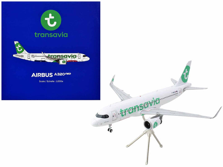 Airbus A320neo Commercial Aircraft "Transavia Airlines" (F-GNEO) White with Green Tail "Gemini 200" Series 1/200 Diecast Model Airplane by GeminiJets image 2