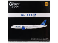 Boeing 777-200ER Commercial Aircraft with Flaps Down "United Airlines" (N798UA) White with Blue Tail "Gemini 200" Series 1/200 Diecast Model by GeminiJets image 3