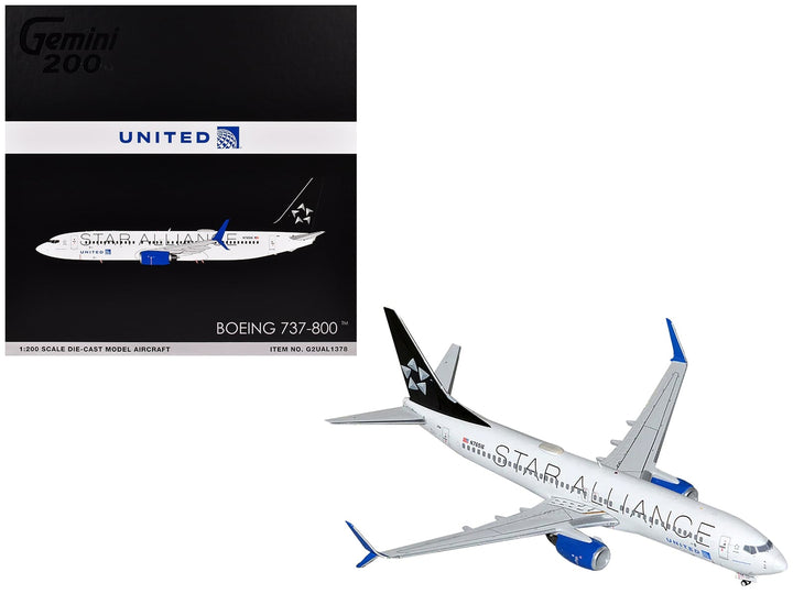 Boeing 737-800 Commercial Aircraft "United Airlines Star Alliance" (N76516) White with Black Tail "Gemini 200" Series 1/200 Diecast Model Airplane by GeminiJets image 2