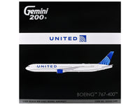 Boeing 767-400 Commercial Aircraft "United Airlines" (N76064) White with Blue Tail Graphics "Gemini 200" Series 1/200 Diecast Model Airplane by GeminiJets image 3