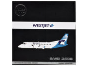 Saab 340B Commercial Aircraft "WestJet" (C-GOIA) White with Blue Stripes and Tail "Gemini 200" Series 1/200 Diecast Model Airplane by GeminiJets image 3