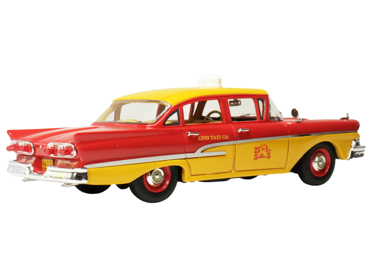 1958 Ford Custom 300 Taxi Cab "Kind Taxi Co." Red and Yellow with Yellow Interior Limited Edition to 200 pieces Worldwide 1/43 Model Car by Goldvarg Collection image 2