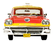 1958 Ford Custom 300 Taxi Cab "Kind Taxi Co." Red and Yellow with Yellow Interior Limited Edition to 200 pieces Worldwide 1/43 Model Car by Goldvarg Collection image 4