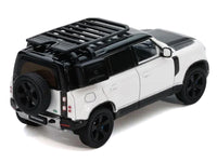 Land Rover Defender 110 White Metallic with Black Top and Roof Rack 1/64 Diecast Model Car by GCD x Enchery image 3